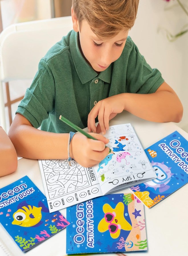 انجوليو كتب تلوين أنجوليو تحت الماء - 24 كتاب تلوين صغير للأطفال، هدايا حفلات برسومات حيوانات المحيط، تتضمن رسومات سرطان البحر، وقنديل البحر، وأسماك القرش، ونجم البحر، وأنماط متنوعة، وكتاب تلوين برسومات المحيط، وهدية مثالية لأنشطة الصف الدراسي. - Image 5