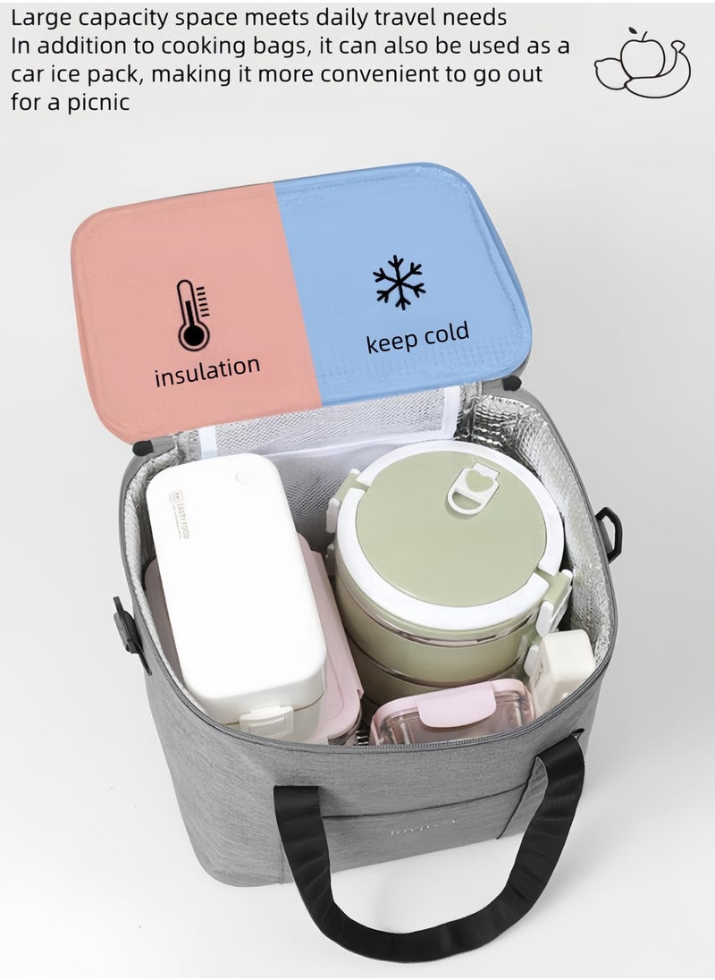 Invite.I - New Large Capacity Insulation Bag,Bento Insulated Cationic Lunch Box， Lunch Bag, Portable Hand-Held Ice Bag, Outdoor Picnic Bag, Waterproof Lunch Bag, Lunch Box Bag - Black , 27.5*24*19.5 CM - Image 1