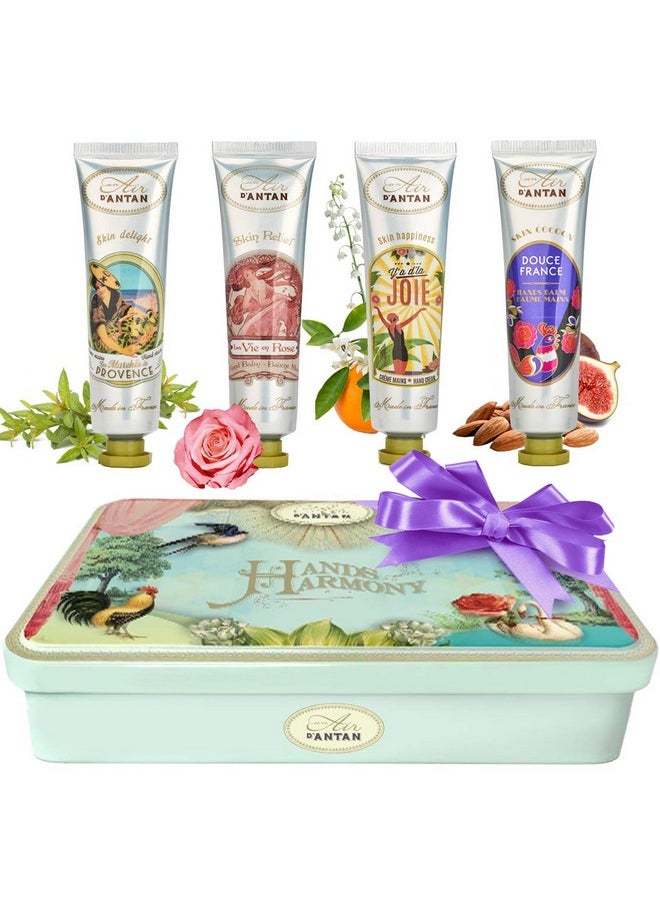 Un Air d'Antan - Hand Lotion Gift Set For Women 4Pcs Unair D'Antan, Hand Cream Gift Set With Shea Butter, Sweet Almond Oil, 4 Hand Cream For Women - Lotion Gift Set Includes Scents Of Provence, Douce, Rose & Joie - Image 1