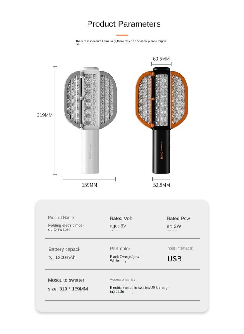 Generic - Folding Mosquito Killer Bat - USB Rechargeable Handheld Mosquito Racket with UV Light Lamp to Trap Insects, Mosquitoes, and Houseflies - Innovative Electric Fly Swatter for Hit & Kill Accuracy - Image 1
