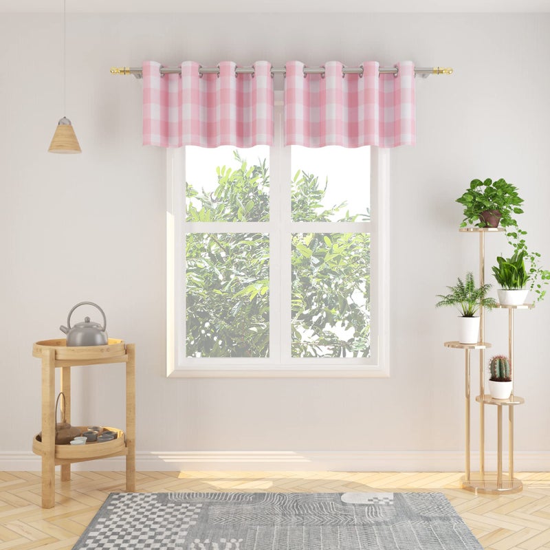 Natus Weaver Valance 18 inch Buffalo Cartain Valance Gingham plaid Window Window Startain Drage Bedroom Strupes Grommet Top Window Treatment - Image 1