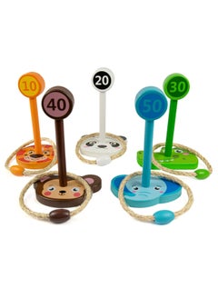 Y&D Wooden Animal Ring Toss Game, Family Rope Quoits Garden Made of 100% Eco-Friendly Natural Wood, Plastic Free, Indoor & Outdoor Game for Toddler Kids Over 3 Years Old, 5Pcs  - Image 1