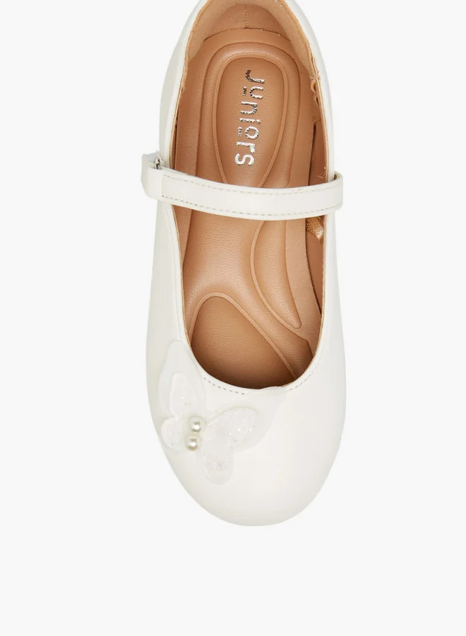 جونيورز Butterfly Accent Ballerina Shoes with Hook and Loop Closure