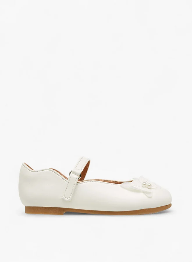جونيورز Butterfly Accent Ballerina Shoes with Hook and Loop Closure
