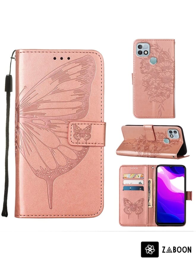 Zaboon Protective Case Cover For Infinix Hot 10i / Smart 5 Pro Embossed Butterfly Leather - Image 1