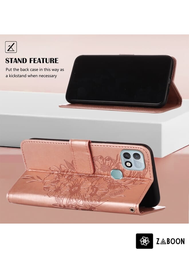 Zaboon Protective Case Cover For Infinix Hot 10i / Smart 5 Pro Embossed Butterfly Leather - Image 3