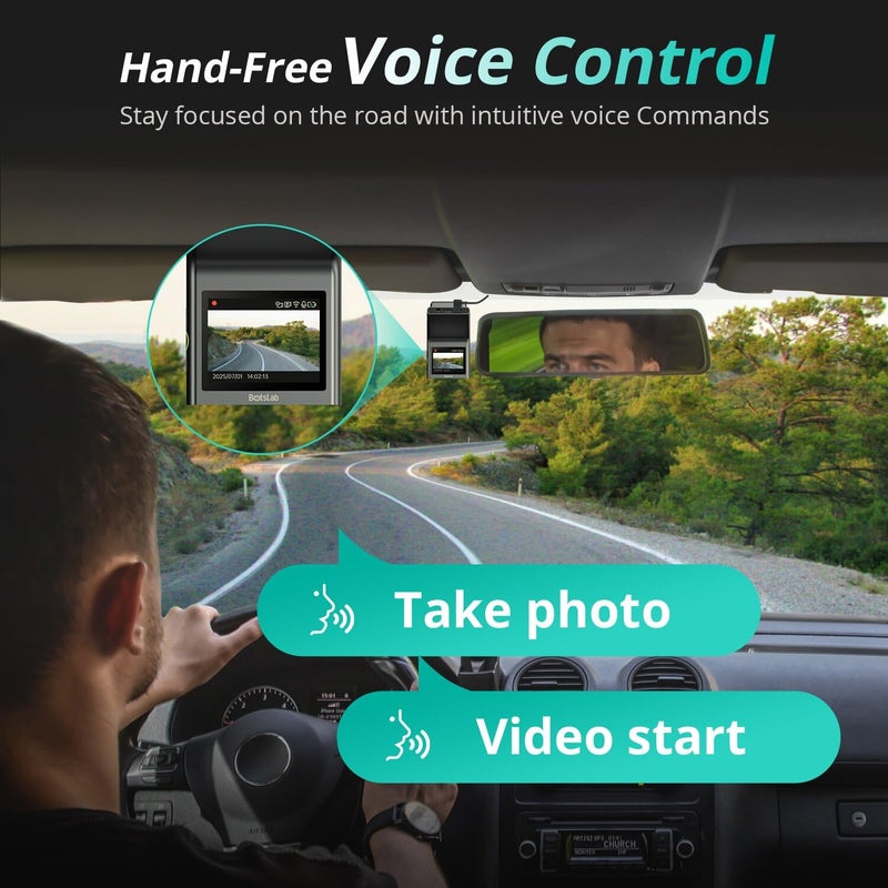 BOTSLAB 4K Dash Cam Front and Rear, STARVIS 2 Sensor, Voice Control, 64GB Card Included, 5GHz WiFi Dashcam Front and Rear Camera, Built in GPS, WDR Night Vision, 170Â°Wide Angle, 24H Parking Mode - Image 4