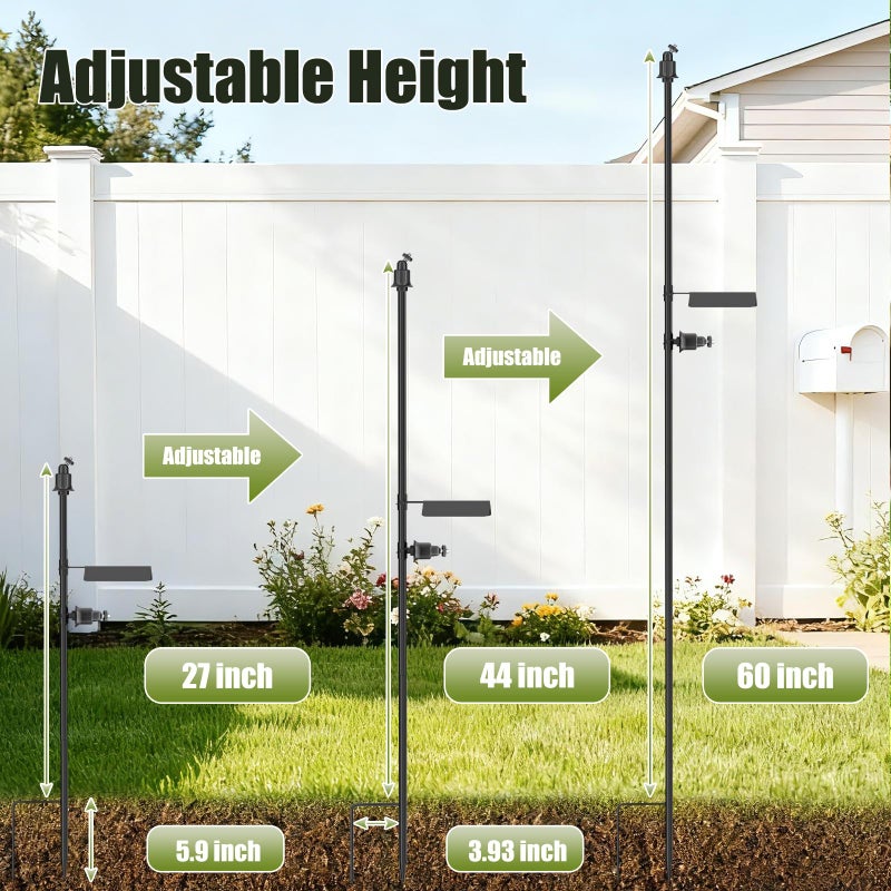 RichBird Ground Stake Mount Stand for Outdoor Cameras and Solar Panels, Adjustable Height and Angle Security Camera Pole, Universal 1/4"-20 UNC Thread, Compatible with Ring, Arlo, Wyze and More - Image 3