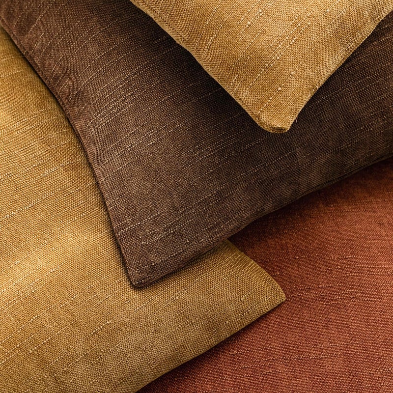 Foindtower Set of 2 Soft Textured Chenille Throw Decorative Pillow Covers Square Accent Solid Cushion Cover Cozy Neutral Farmhouse Pillow Case for Couch Sofa Bedroom Living Room 18x18 Inch,Dark Bronze - Image 4