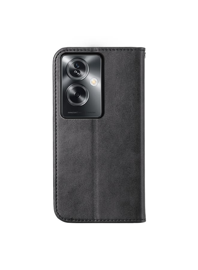 S-TOP Case For OPPO A2 Cubic Grid Calf Texture Magnetic Leather Phone Case - Image 3