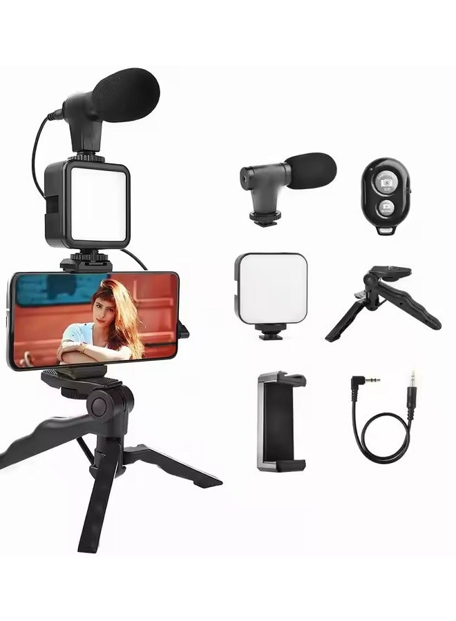 Portable Live Streaming Video Microphone Kit Vlog LED Fill Light Kit  - Image 1