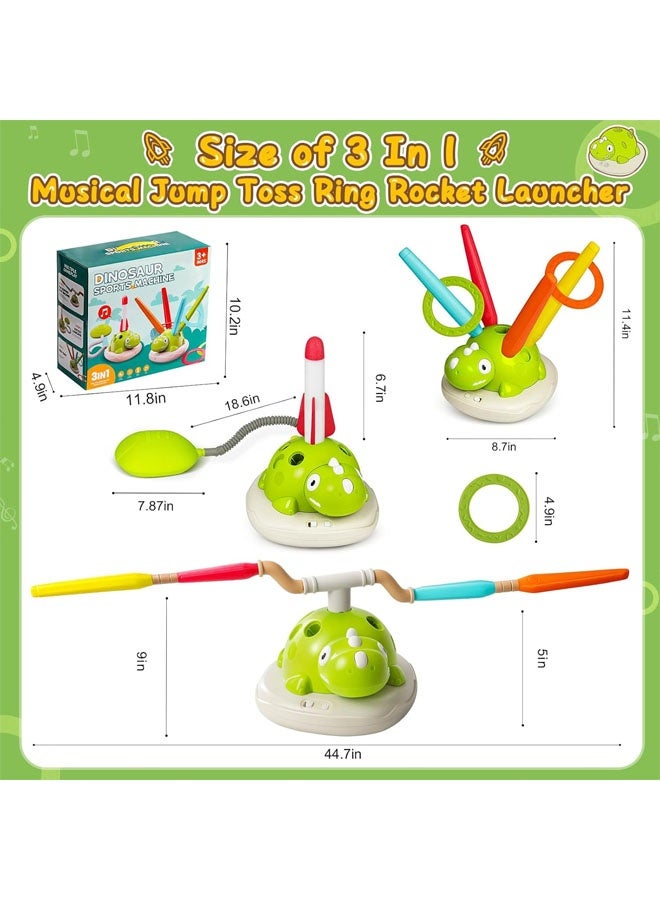 Quivlox 3-in-1 Musical Jump Outdoor Toy for Kids, Toss Ring Game Toy and Rocket Launcher for Kids Outdoor Toys with Remote Control, Indoor Outside Birthday Gifts Kids Girls Boys Toys for Kids Ages 3+ Kids - Image 2