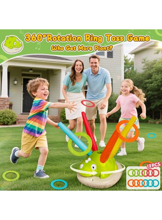 Quivlox 3-in-1 Musical Jump Outdoor Toy for Kids, Toss Ring Game Toy and Rocket Launcher for Kids Outdoor Toys with Remote Control, Indoor Outside Birthday Gifts Kids Girls Boys Toys for Kids Ages 3+ Kids - Image 4