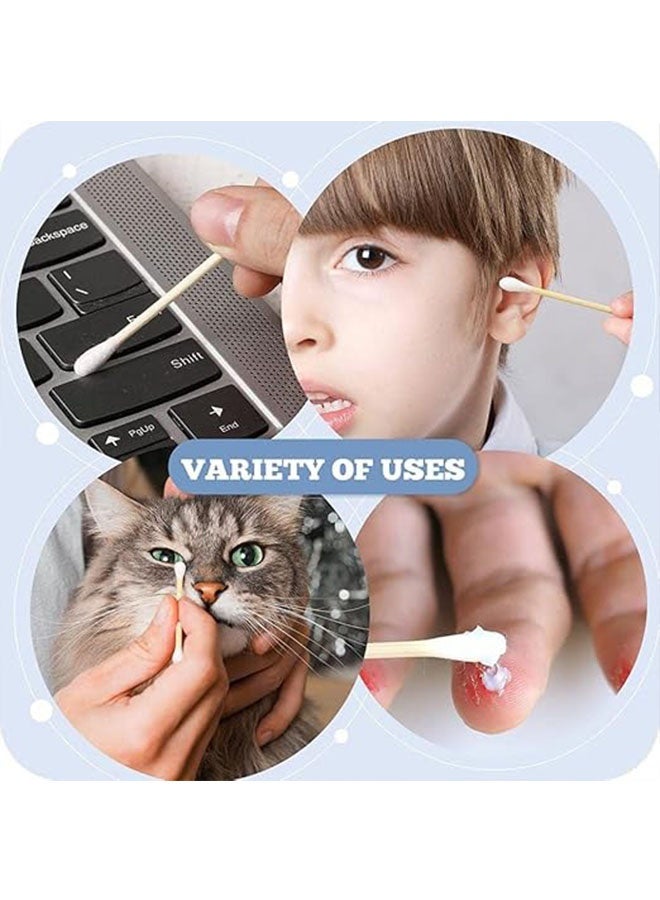 500 Count Round and Pointed Double End Cotton, Hypoallergenic Cleansing Care Beauty Makeup Tools, Ear Swabs for Makeup and Cleaning Daily Use - Image 5