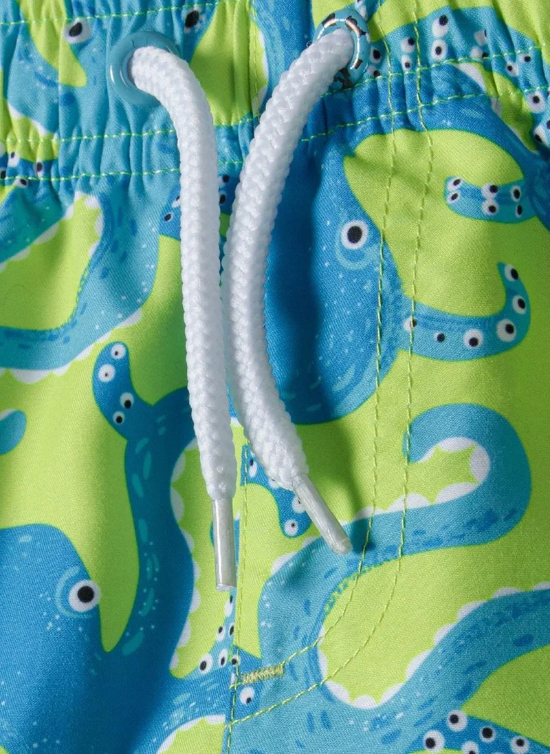 MINOTI Kids' Swim Shorts with Elastic Waist and Drawstring