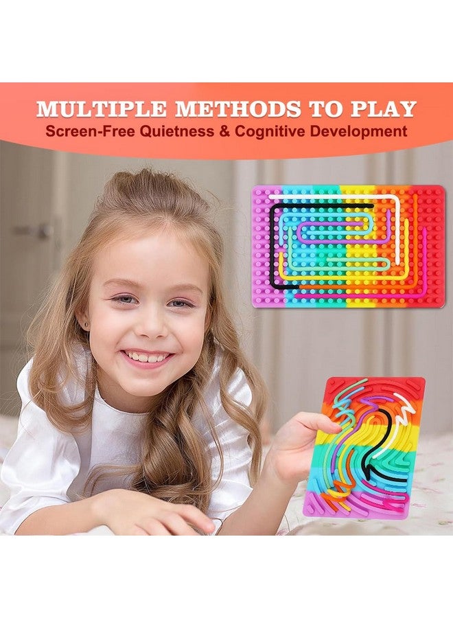 FWQPRA FWQPRA Sensory Activity Board | Double-Sided Silicone Fidget Toy for Kids & Adults | Silent, No Mess, Calming for Anxiety, ADHD & Autism | Kids 3+ & Adults | Includes 11 Strings & Plastic Bag  - Image 4