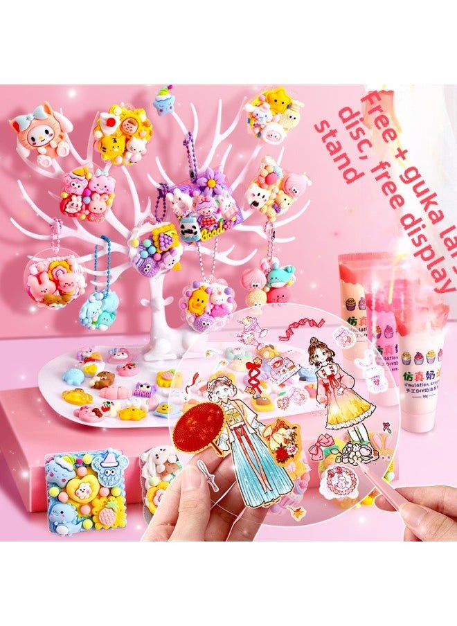 Cream Gel Goo Card Suit Gula Card Sticker Material Diy Manual Card Account Goo Ka Deluxe Edition Puzzle-Color: Cream Glue Guka Novice/three-layer Box + Display Stand + Diy Building Blocks
