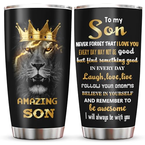 Muilzon To My Son Gifts Coffee Tumblers 20oz  Gifts for Grown Son from Mom Dad  Graduation Christmas Birthday Gift Ideas for Sons Coffee Mug Cup