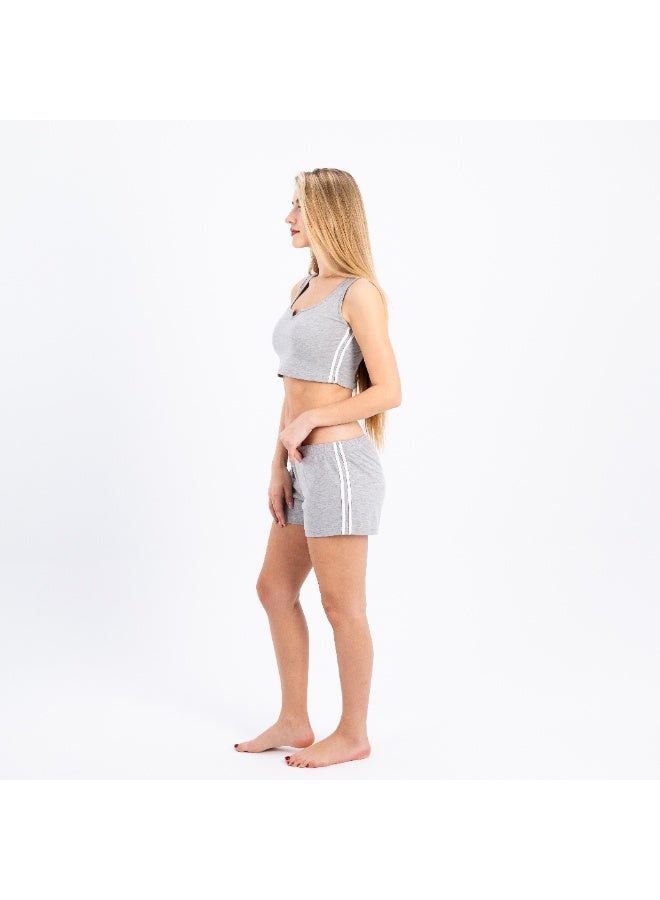 zecotex  Women's 2-Piece Loungewear Set – Crop Top & Cotton Shorts – Perfect for Home, Sleep & Summer Days - Image 4
