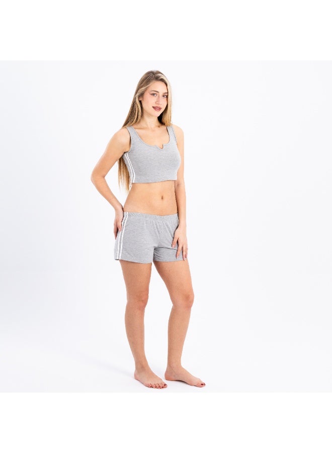 zecotex  Women's 2-Piece Loungewear Set – Crop Top & Cotton Shorts – Perfect for Home, Sleep & Summer Days - Image 2