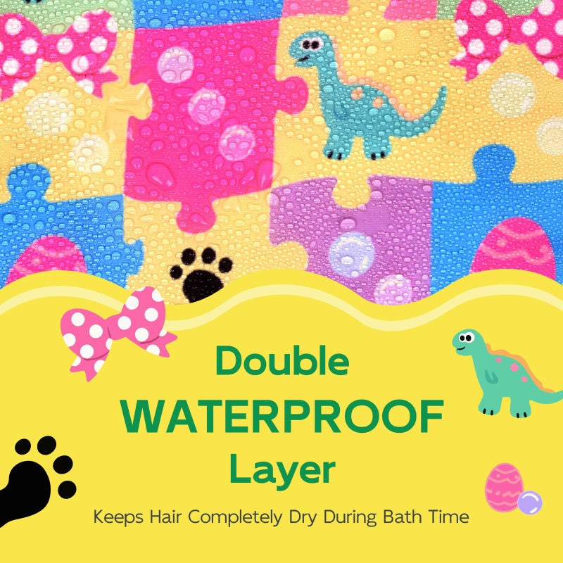 Years calm Kids Shower Cap, Waterproof Reusable Cartoon Bath Cap with Double Layers & Soft Elastic Band, Washable shower cap for kids, Great for Daily Bath(multi-colored, One Size) - Image 3