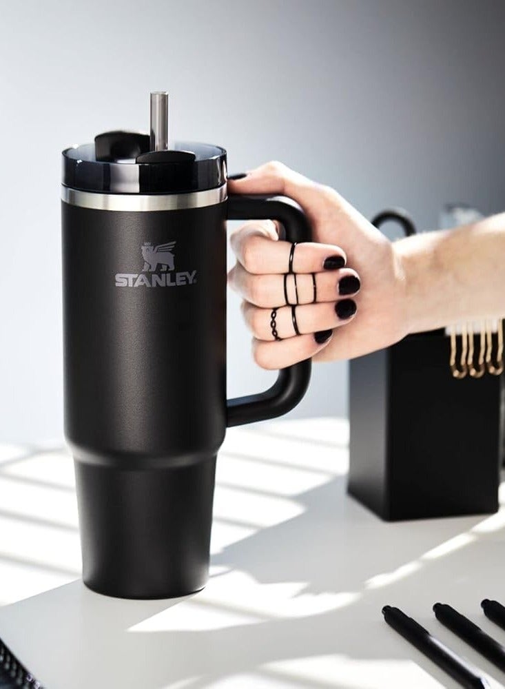 Stanley Quencher H2.0 Tumbler 40oz – Black – Vacuum Insulated Stainless Steel Travel Cup with Lid & Straw for Hot & Cold Drinks – Leak-Resistant, Reusable Water Bottle – Fits Car Cup Holders - Image 2