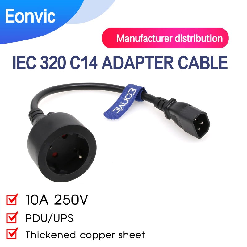 Eonvic IEC 320 C14 Male to 3 x Europe Schuko Female Socket Short Adapter Power Cable for UPS PDU,Euro UPS/PDU Power Cord Connecter - Image 5