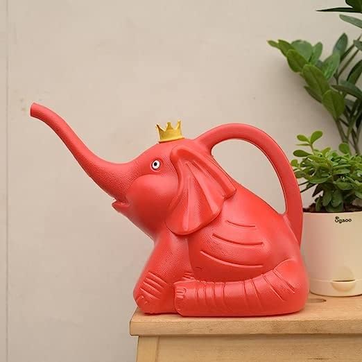 Klassic Watering Can for Plants | 1.8 Lire Can with Sprayer | Durable and Tough | Plant Watering Can for Plants & Flowers with Stylish Elephant Shape (Red, Pack of 1) - Image 2