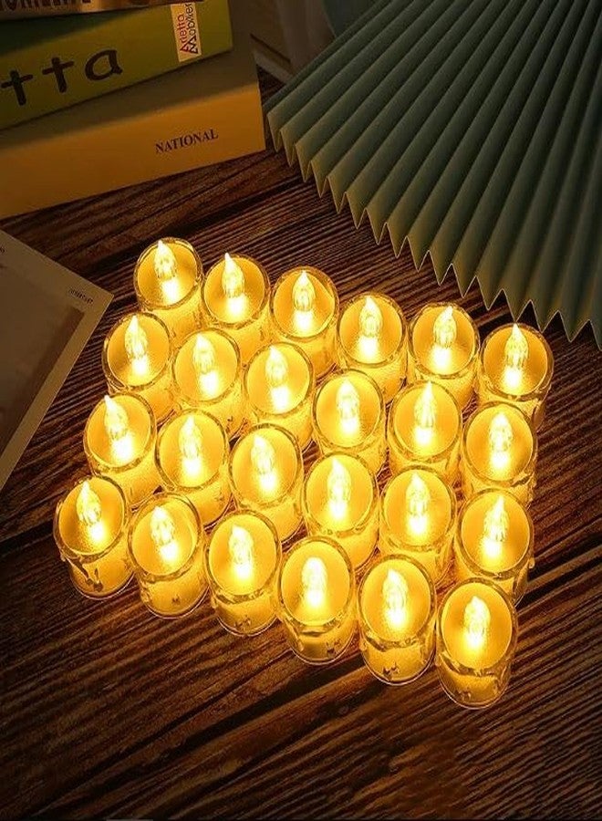 ترو ديكور شموع كريستالية LED بتصميم ذائب بدون لهب أو دخان من ترو ديكور، 12 قطعة، لتزيين المنزل || شموع LED صغيرة لعيد الميلاد وديوالي، عبوة من 12 قطعة (أصفر) - Image 3