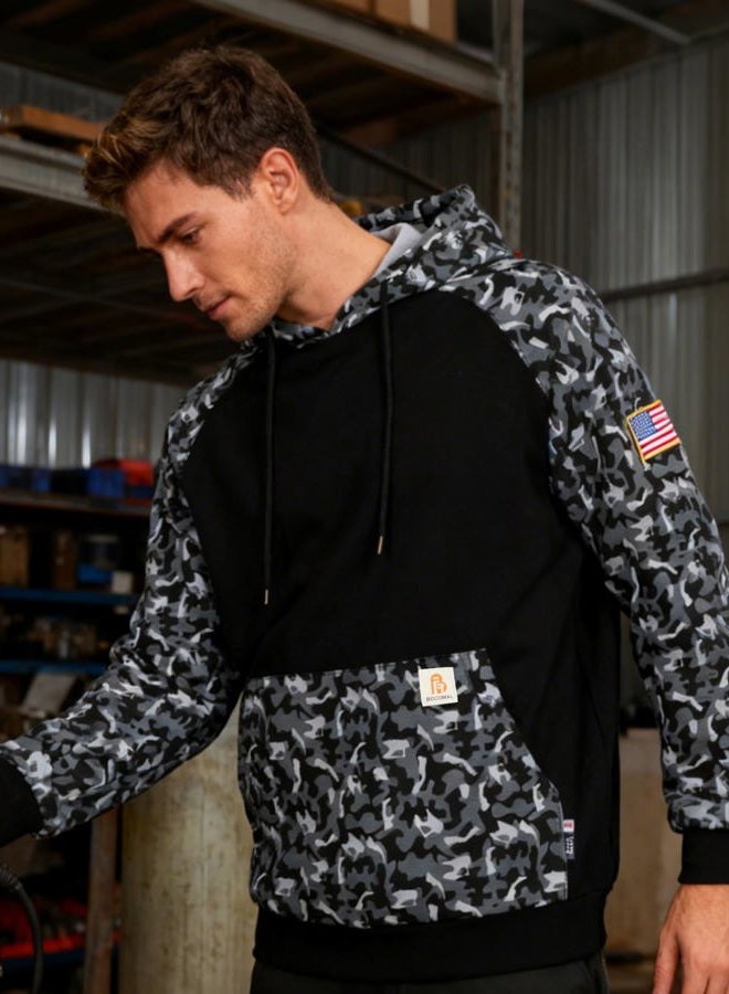 BOCOMAL FR Hoodies Camouflag Lightweight Pullover 7.5oz Cottoon Flame Resistant men's Hooded Sweatshirts NON FLEECE - Image 4