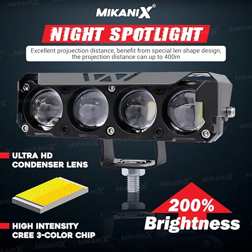 OBEROI'S TRADERS 1 YEAR WARRANTY Super Bright 4 LED Fog Light Switch I 4 Mode Changing Light With Flashing I High/Low Beam I Aluminium Body Fog Light Universal Fit for Motercycle & Car (Pack of 2) - Image 4