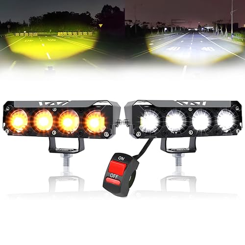 OBEROI'S TRADERS 1 YEAR WARRANTY Super Bright 4 LED Fog Light Switch I 4 Mode Changing Light With Flashing I High/Low Beam I Aluminium Body Fog Light Universal Fit for Motercycle & Car (Pack of 2) - Image 1