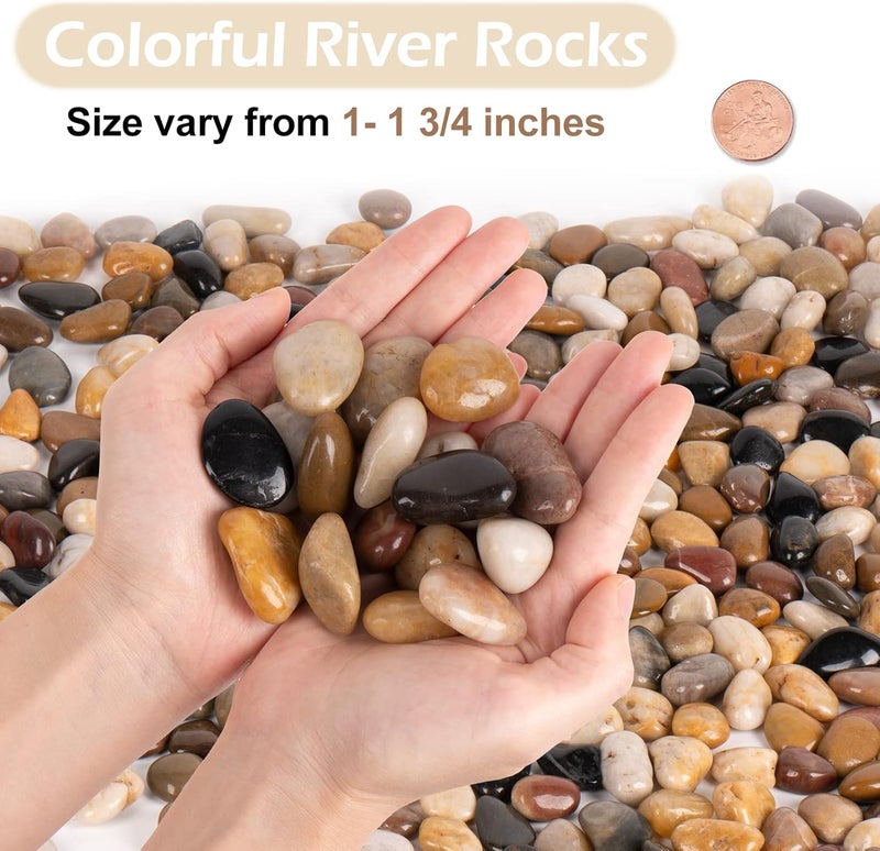 GASPRO 15lb Decorative Rocks for Plants and Garden Landscaping, Polished River Stone for Outdoor Decor, 1-1 3/4 Inch - Image 5