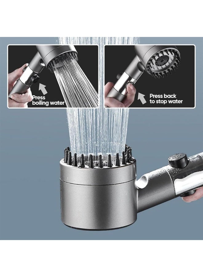 عام فILTER دش رأس دش، رأس دش محمول عالي الضغط لإزالة الكلور والشوائب، يدلك فروة الرأس لمنع تساقط الشعر وجفاف الجلد، مع خرطوم دش وحامل دش (3 أوضاع) - Image 5