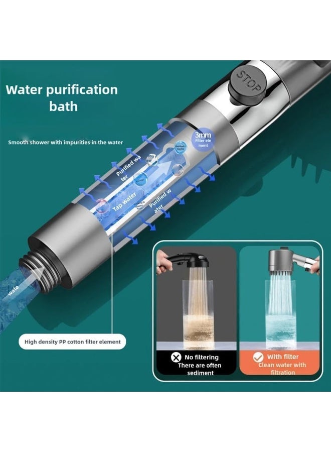 عام فILTER دش رأس دش، رأس دش محمول عالي الضغط لإزالة الكلور والشوائب، يدلك فروة الرأس لمنع تساقط الشعر وجفاف الجلد، مع خرطوم دش وحامل دش (3 أوضاع) - Image 2