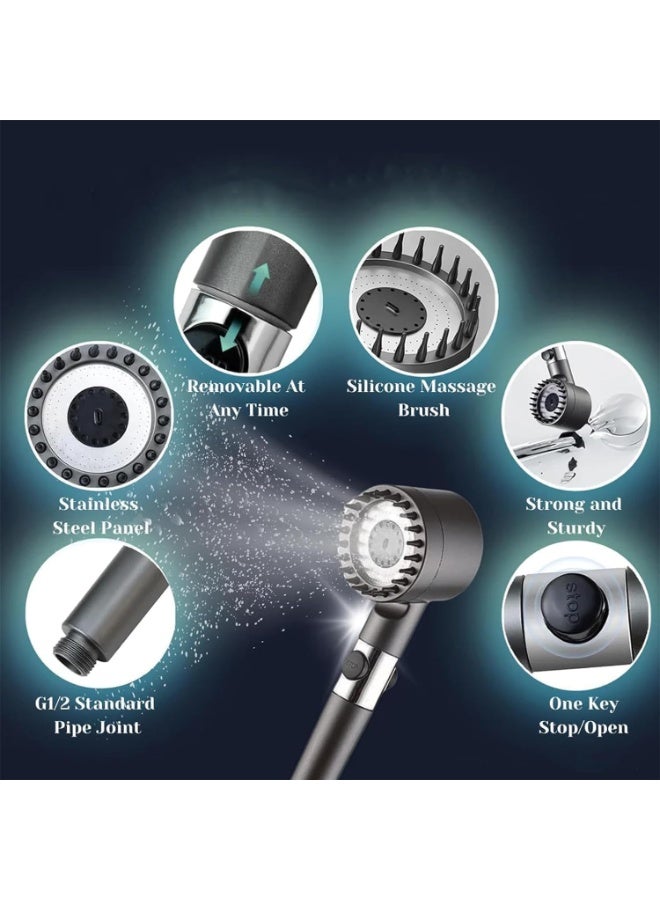 عام فILTER دش رأس دش، رأس دش محمول عالي الضغط لإزالة الكلور والشوائب، يدلك فروة الرأس لمنع تساقط الشعر وجفاف الجلد، مع خرطوم دش وحامل دش (3 أوضاع) - Image 4