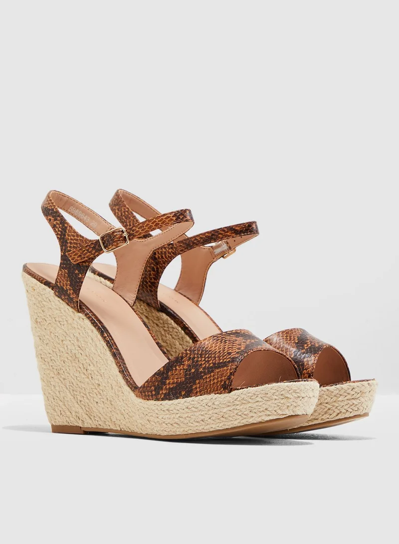NEW LOOK Pecan Wedge Sandal - Brown