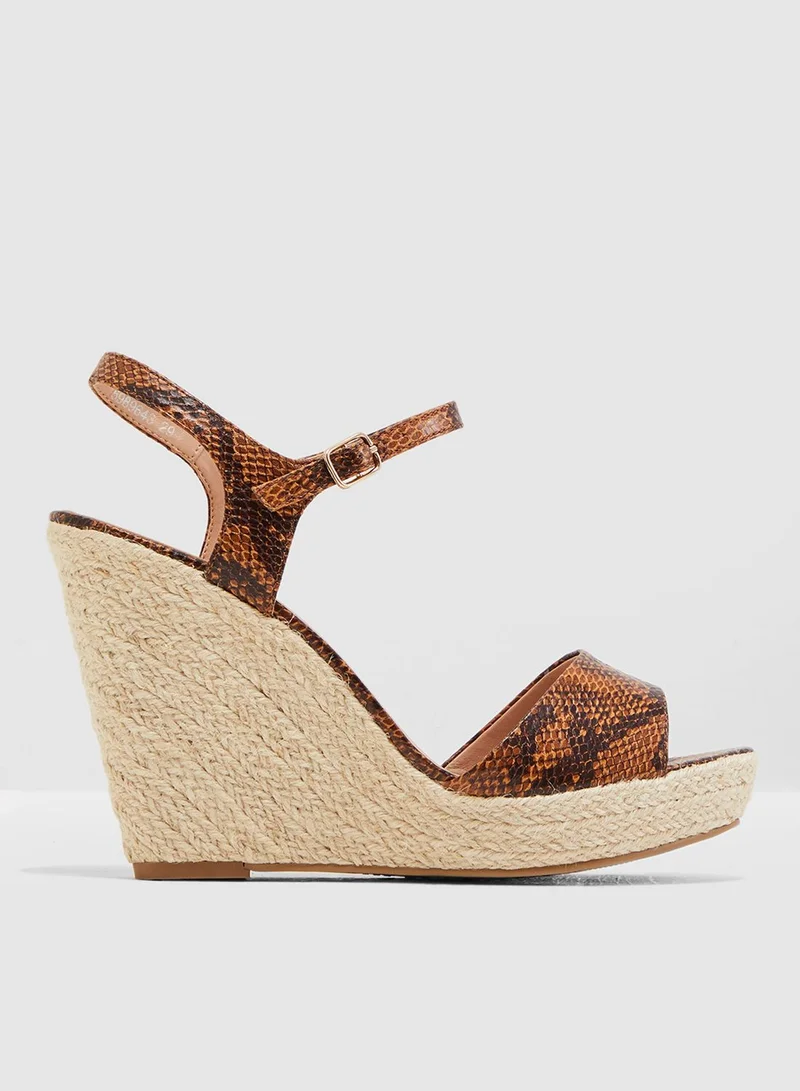 NEW LOOK Pecan Wedge Sandal - Brown
