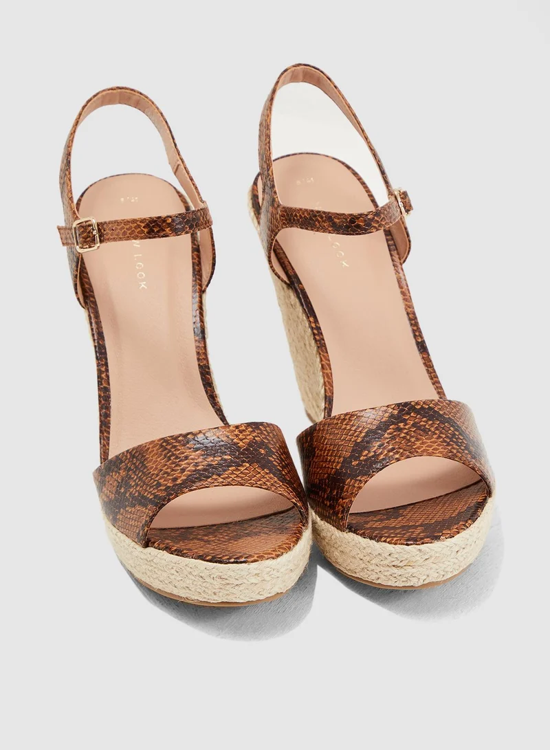 NEW LOOK Pecan Wedge Sandal - Brown