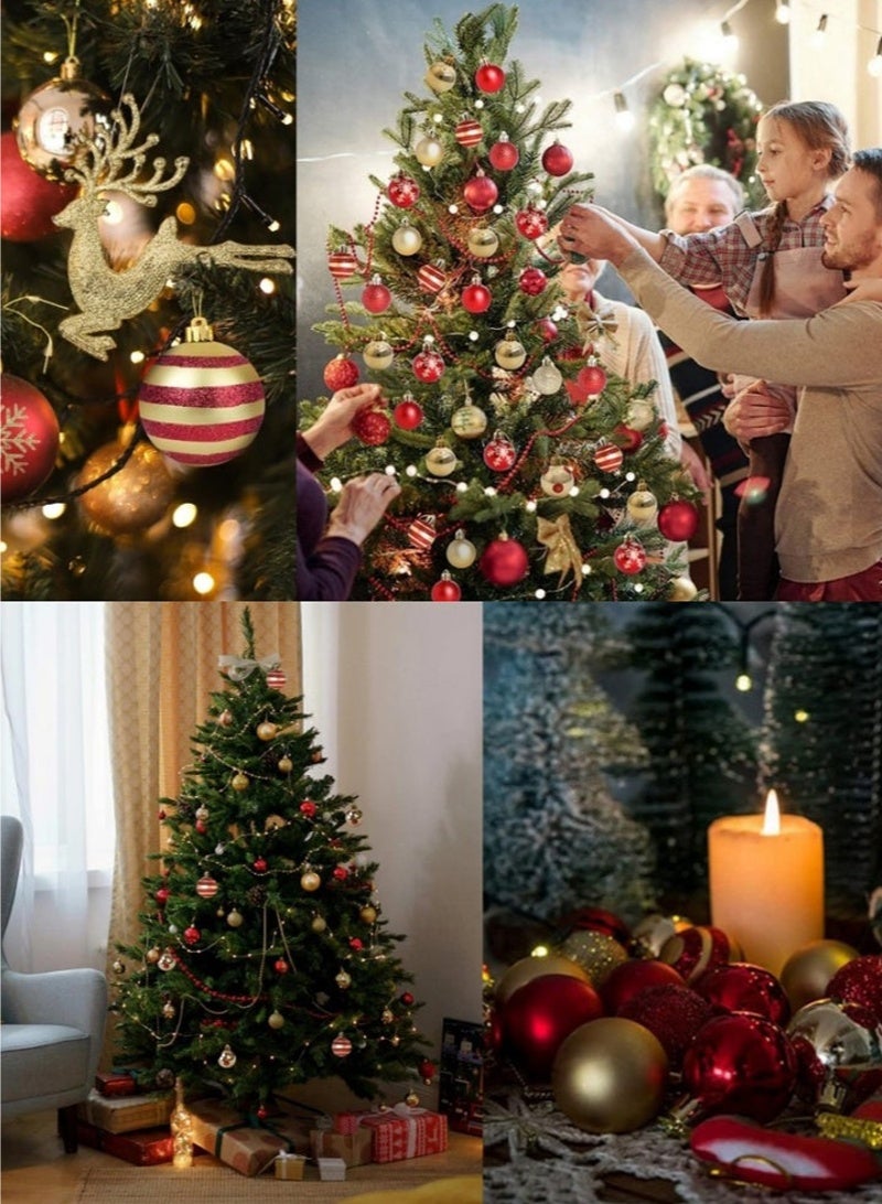 50 Pcs Red and Gold Shatterproof Christmas Ball Ornaments Glittering Plastic Hanging Pendants for Xmas Tree Decor Holiday Home Display Eid Gatherings Shop Windows Party Decor DIY Festive Crafts - Image 5