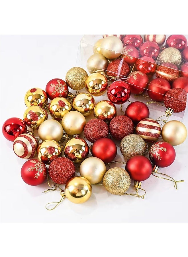50 Pcs Red and Gold Shatterproof Christmas Ball Ornaments Glittering Plastic Hanging Pendants for Xmas Tree Decor Holiday Home Display Eid Gatherings Shop Windows Party Decor DIY Festive Crafts - Image 2