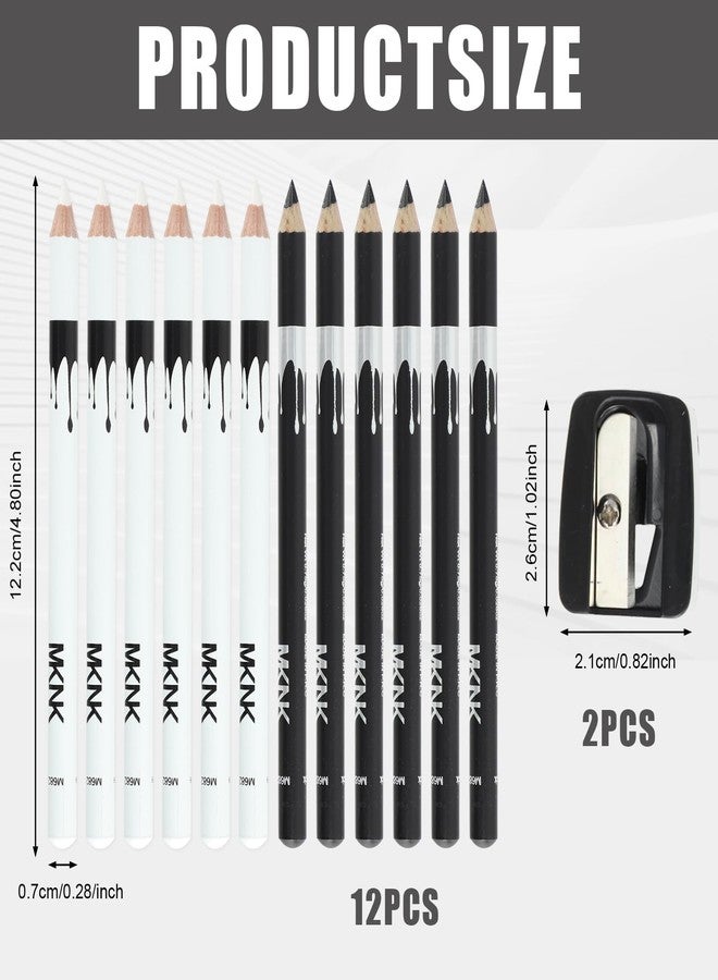 PKRFCJ 12 Barber Pencil, beard pen pencil with 2 Sharpeners Smooth and Smooth Use Used for Beard Hairline Eyeliner Lip Liner Styling Etc.(Black + White - Image 2