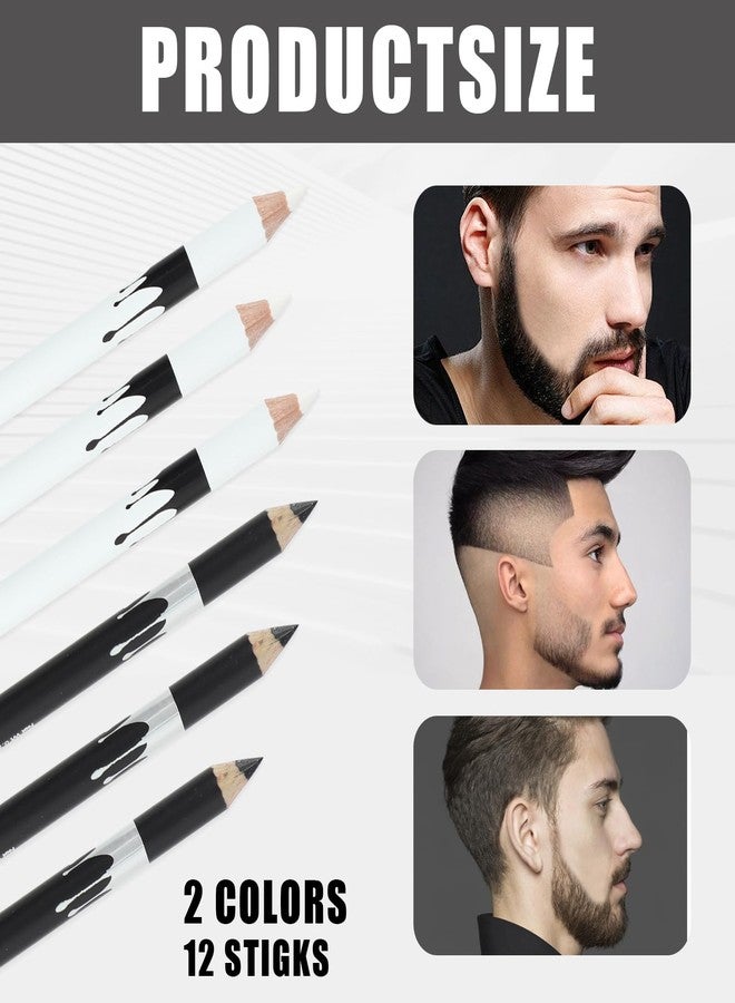 PKRFCJ 12 Barber Pencil, beard pen pencil with 2 Sharpeners Smooth and Smooth Use Used for Beard Hairline Eyeliner Lip Liner Styling Etc.(Black + White - Image 4