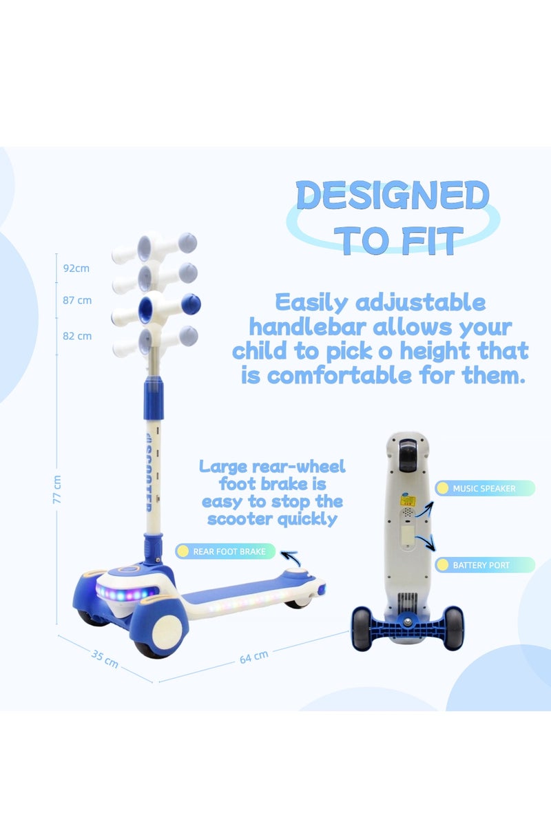 EASY FUTURE Scooters for Kids with Foldable & Height Adjustable Handle Kick Scooter with LED PU Wheels & Rear Brake & Music Kids Scooter for 3 to 8 Years - Image 3