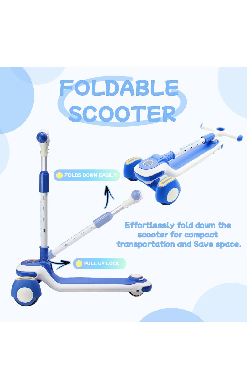 EASY FUTURE Scooters for Kids with Foldable & Height Adjustable Handle Kick Scooter with LED PU Wheels & Rear Brake & Music Kids Scooter for 3 to 8 Years - Image 2