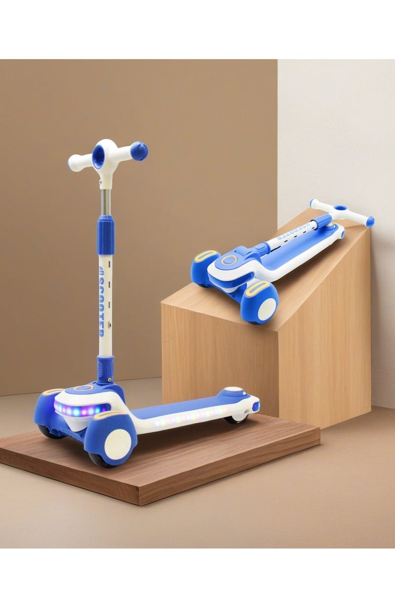 EASY FUTURE Scooters for Kids with Foldable & Height Adjustable Handle Kick Scooter with LED PU Wheels & Rear Brake & Music Kids Scooter for 3 to 8 Years - Image 1
