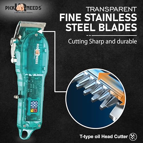 Pick Ur Needs Rechargeable Electric Hair Clippers/Trimmer For Men Professional Beard Moustache Shaver Cordless With Self Sharpening Blades & Smart Digital Display - Image 5