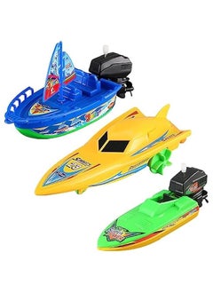 Generic Wind-up Ship Water Toy, Amphibious Yacht Water Toy Bathtub Windup Speed Boat Toy Sailboat Tub Toy Motorboat Jet Ski Boat Toy Sailing Ship Pool Toy (Amphibious Yacht+Speed Boat+Sailing Ship)  - Image 1
