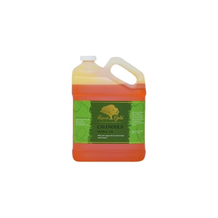 Liquid Gold Inc - 1 Gallon - Calendula Herbal Infused Oil - Natural Organic | Premium Moisturizing for Skin Hair Massage DIY Beauty