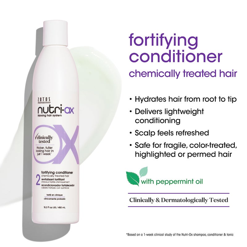 NUTRI-OX Fortifying Conditioner Chemically-Treated for Colored Thinning Hair | Thicker, Fuller-Looking Hair | Clinically & Dermatologically Tested | Peppermint | Color-Safe | 15.2 Fl Oz - Image 2